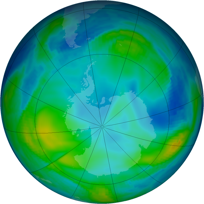 Antarctic ozone map for 12 June 1997